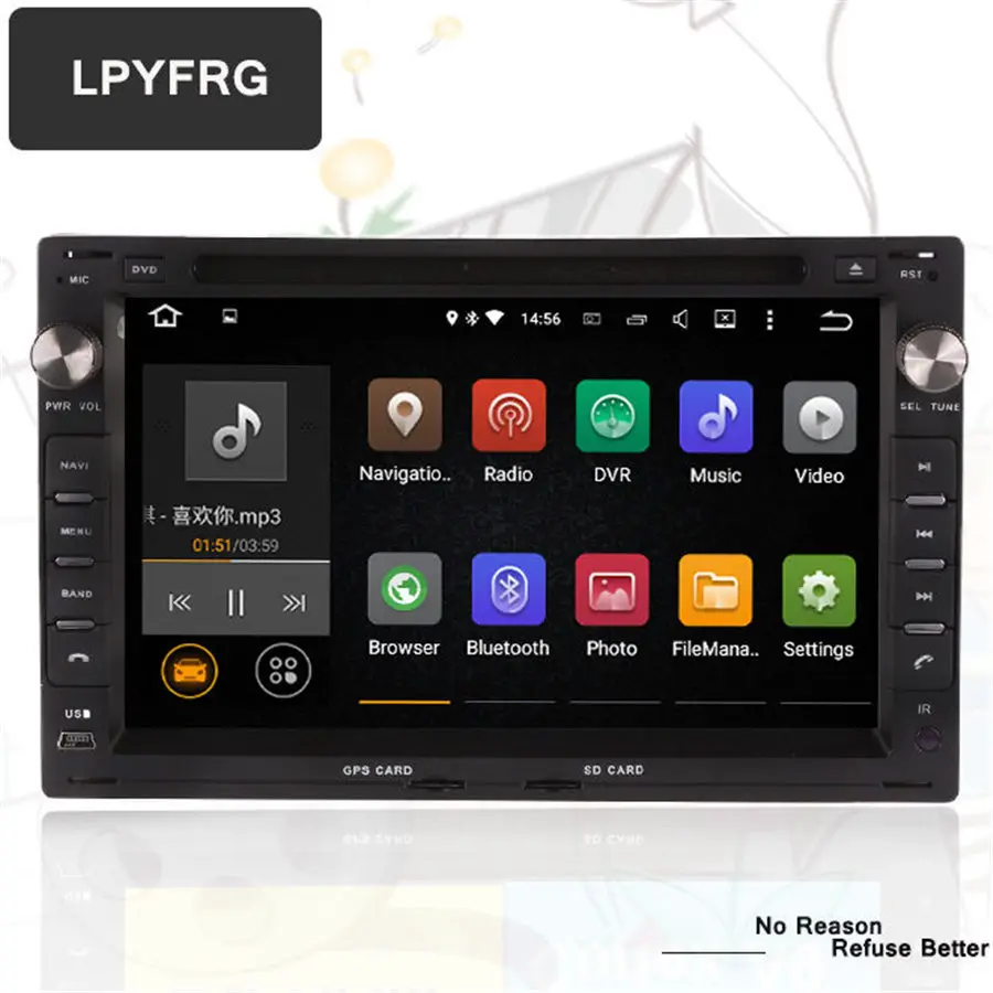 Excellent 1024*600 2GB RAM Android 7.1 Car DVD GPS For VW Glof Bora Passat Mk5 Golf Mk4 Polo Jetta Seat Bluetooth Radio Disc Player 2 DIN 2