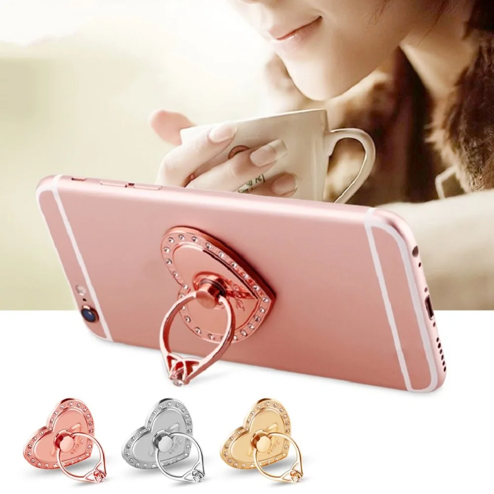 Finger Ring Phone Holder For iPhone X 8 7 6 6S Plus 5S Heart Shape Stand Holder for IPAD MP3 Car Mount Phone Stand For Samsung