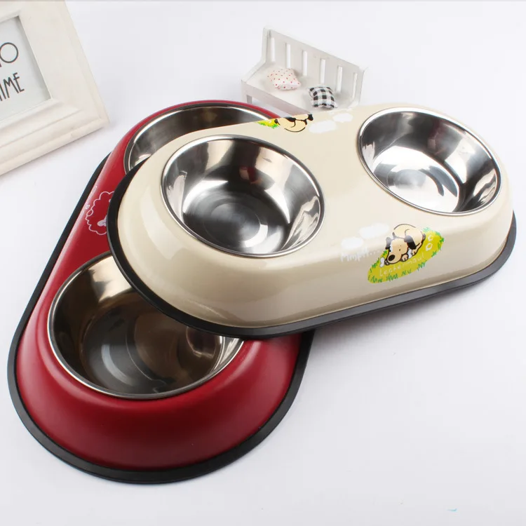 2017 Double Pet Dog Puppy Food Bowl Puppy Travel Feeding Feeder Water