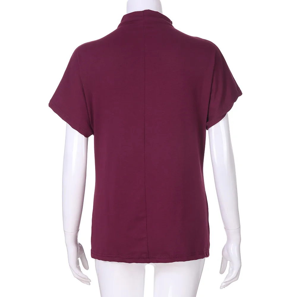 Женская футболка размера плюс S-6XL, Женская водолазка с коротким рукавом, хлопковая однотонная Повседневная футболка, женская одежда