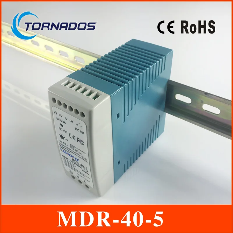 MDR-40-5 промышленные на din-рейку мини импульсный источник питания для Светодиодный драйвер 5 v 6A 30 Вт переменный ток прямой ток Led Драйвер