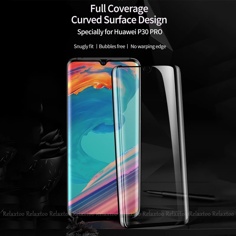 5D Curved Edge Tempered Glass For Huawei P30 pro Case Screen Protector On For Huawei P30 Lite Light P 30 P30pro Protective Film