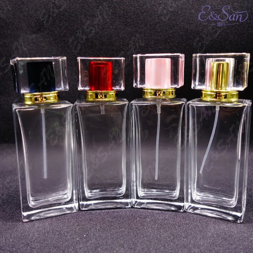 

New Arrival Wholesale 100pcs/lot PT357-50ML Long Transparent Flat Square Perfume Glass Empty Spray Bottle