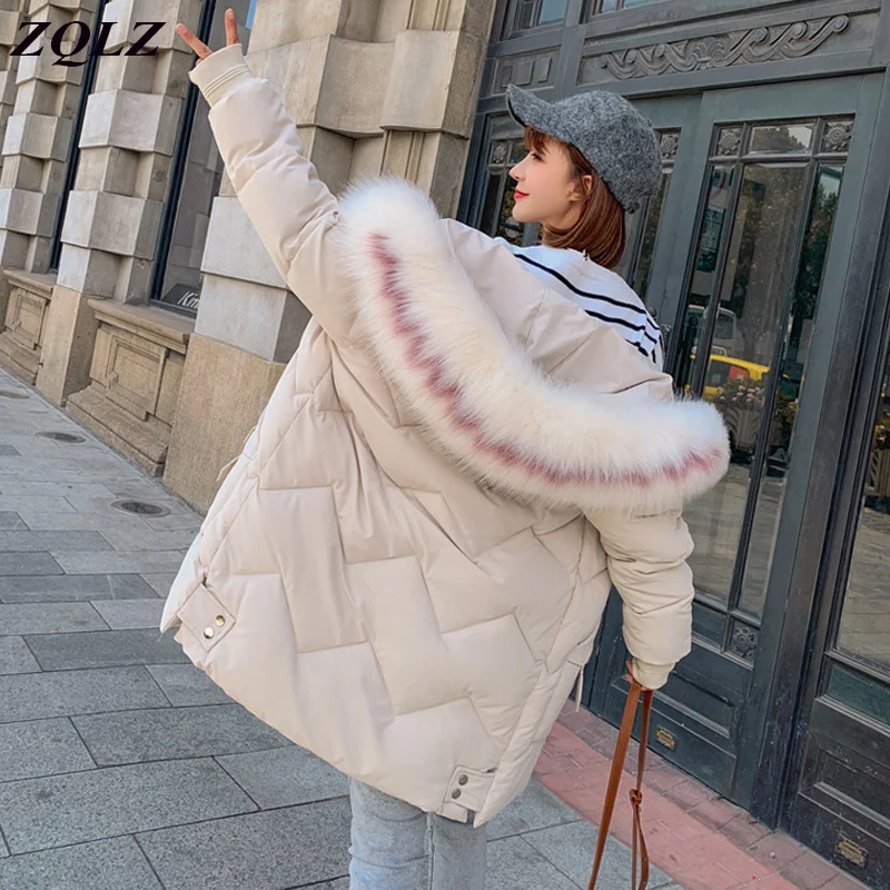

Zqlz 2019 Winter Hooded Parka Mujer Thick Cotton Black Padded Long Jacket Women Coat Plus Size Fur Hoodies Parkas Female Outwear