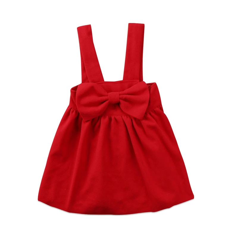 Baby Girls Bow Dresses Toddler Kid Girl Princess Party Formal Button Dress Hot Suspender Dress