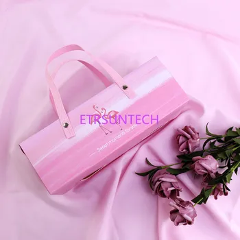 

New Arrival Pink Sweet Flamingo Portable Cake Boxes Towel Rolling Packaging Boxes Wedding Party Gift Boxes Supplies Wholesale