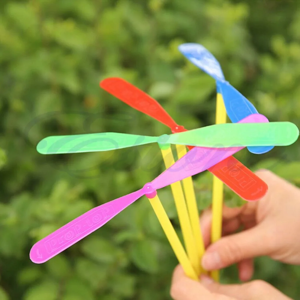 12pcs Plastic Bamboo Dragonfly Propeller Outdoor Toy Kids Children Gift