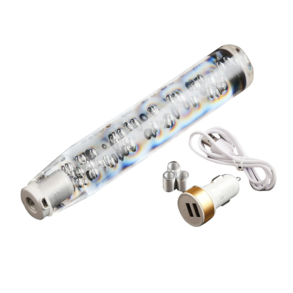 Universal Acrylic LED Crystal Bubble Car Manual Gear Stick Shift Lever Shifter Knob Automatic Cover 25cm 