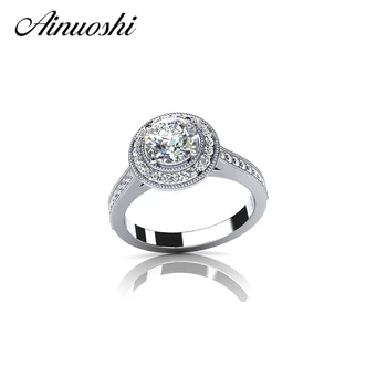 

AINUOSHI Infinity Halo Wedding Ring 925 Sterling Silver Round Cut SONA Ring Women Anniversary Engagement Rings Bridal Love Band