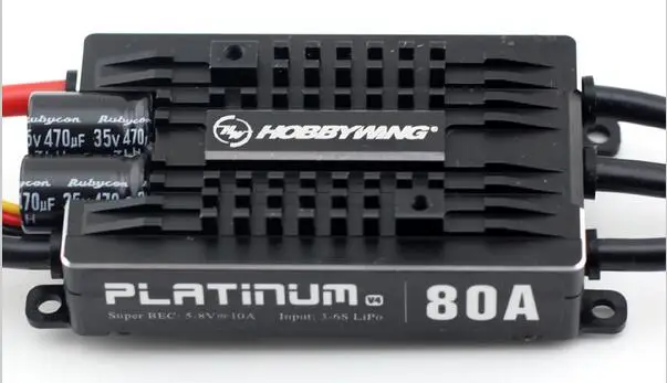 HobbyWing Platinum 80A V4 ESC 3S-6S BEC 5-8V 10A for 450L-500 Class Heli (Main Blade: 380-470mm ) 2