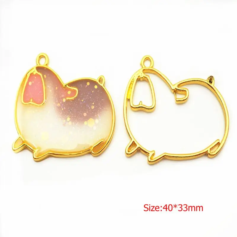 

5 Pcs/Set Metal Frame UV Epoxy Resin Glue DIY Jewelry Making Pendant Necklace Tools Materials Charm Findings Cute Pet Animal Col