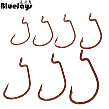 BlueJays новинка 100 шт./лот Высокоуглеродистая сталь рыболовный Кривошип крюк острые Крючки 7 размеров супер большой красный широкий Кривошип крюк