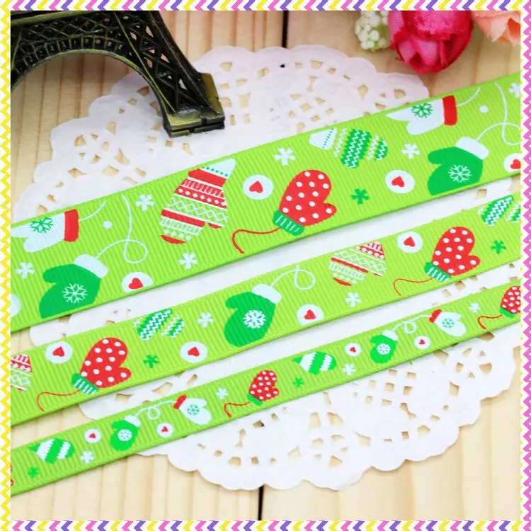 

DHK 5 yards Christmas socks 3 size options printed grosgrain ribbon headwear hair bow diy party decoration wholesale OEM C1447