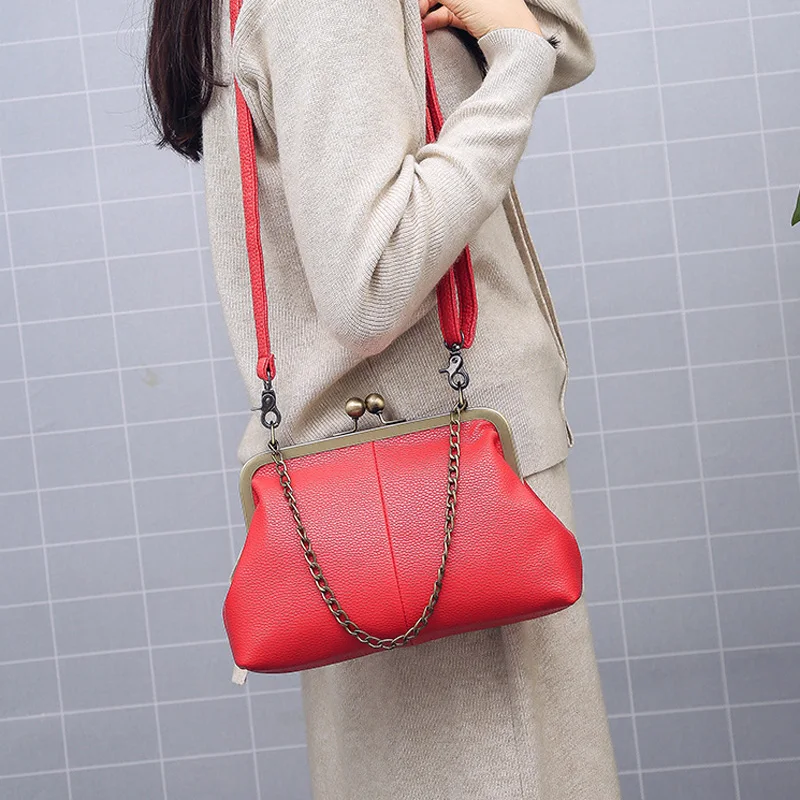 Vintage Fashion PU Leather Bag Women's Handbags Purses Chain Hand Bags Shoulder Crossbody Messenger