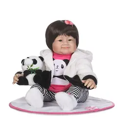 Bebe реалистичные куклы Reborn 22 "55 см Силиконовые Детские куклы Reborn с рисунком панды комплект одежды лучший подарок детям bonecas