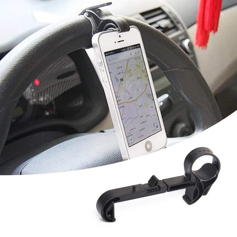 Universal Car Steering Wheel Mobile Phone Mount Holder Buckle For