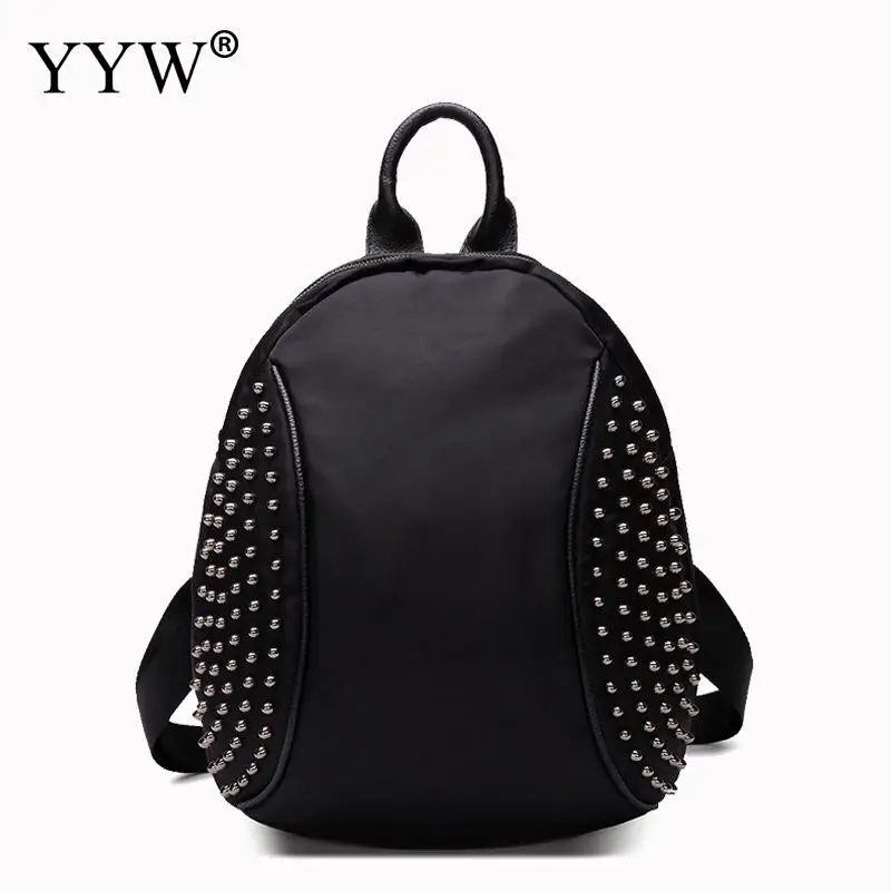 

Autumn Genuine Leather Ladies Fashion Cowhide Female School Shoulder Bag Shoulder Bag Travel Bag Black Rivet Mochila