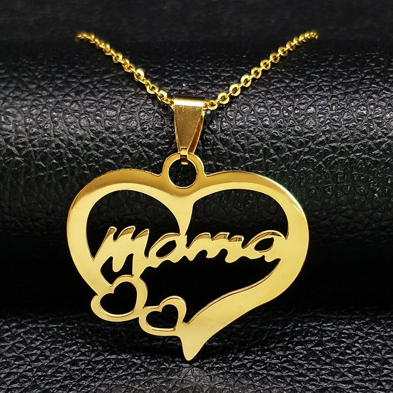 Модное женское семейное ожерелье из нержавеющей стали с подвеской золотого цвета, ювелирные изделия bisuteria mujer N1854