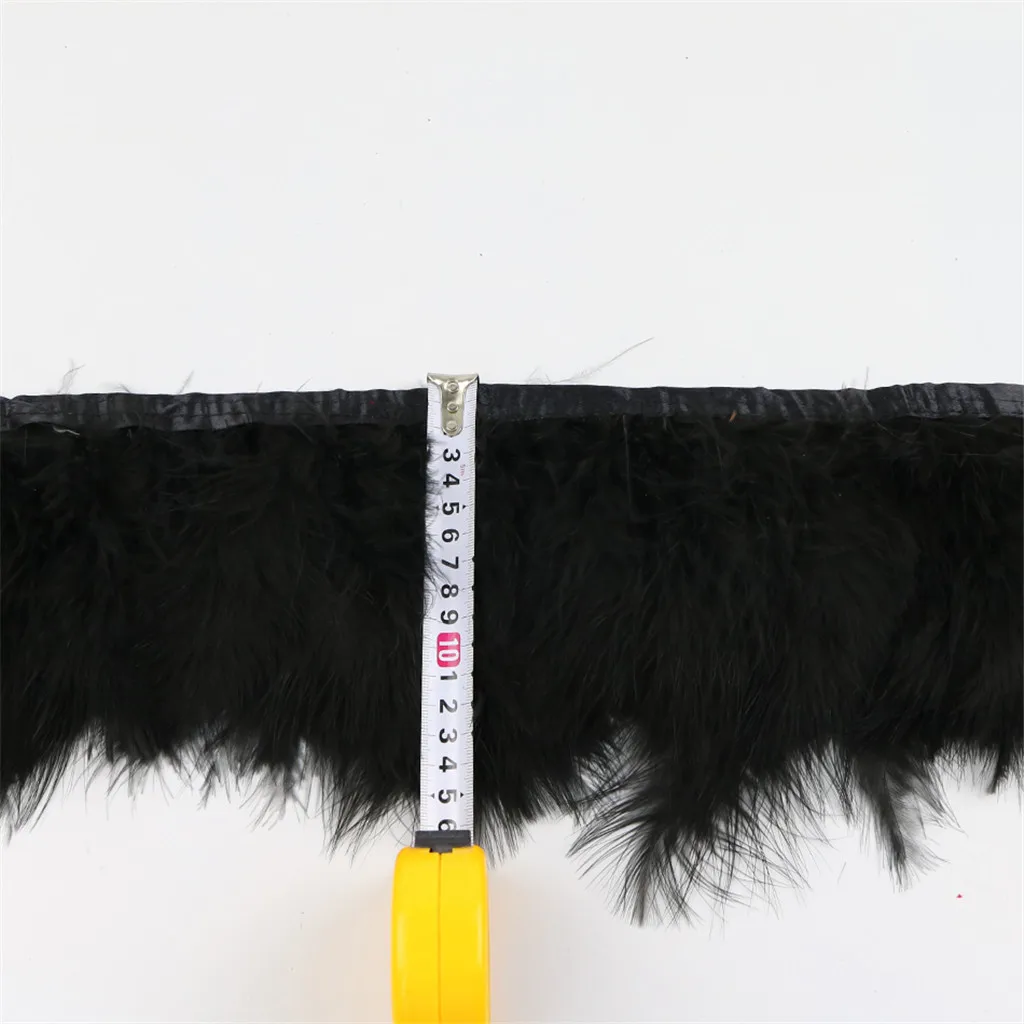 2 Pieces 2m Long Turkey Hackle Feather Fringe Trim 5-6 inch Width Multi Use for Home Wedding Party Sewing Decorating - Well-dyed