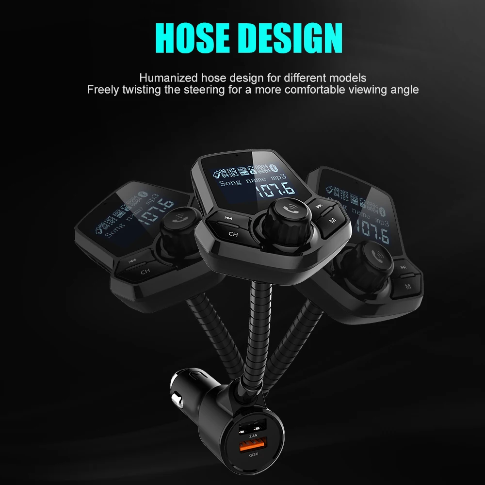 QC 3,0 12 V-24 V Dual fm-трансмиттер с USB Автомобильные хэндс-фри микрофон Универсальный Bluetooth автомобильный набор, свободные руки, MP3 стерео музыка Портативная TF карта