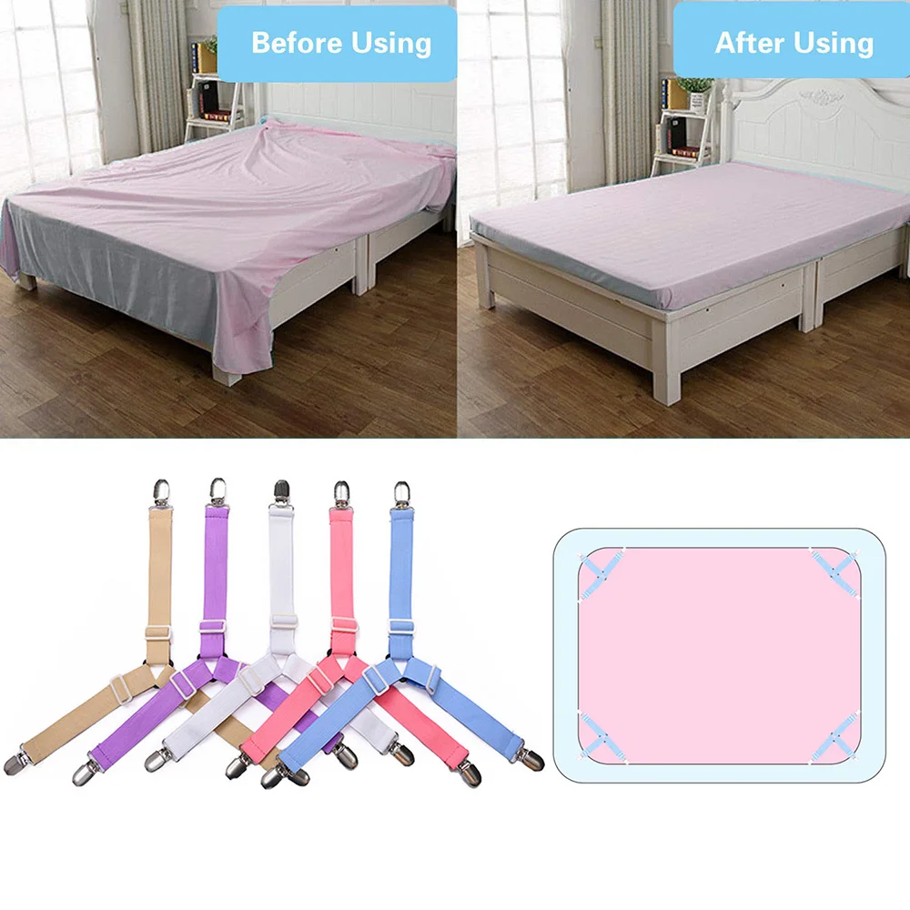 

Anpro 4Pcs/Pack Bed Sheet Clip Bed Adjustable Elastic Gripper Holder Fasteners Straps Clip for Bed Sheets Sofa Cushion