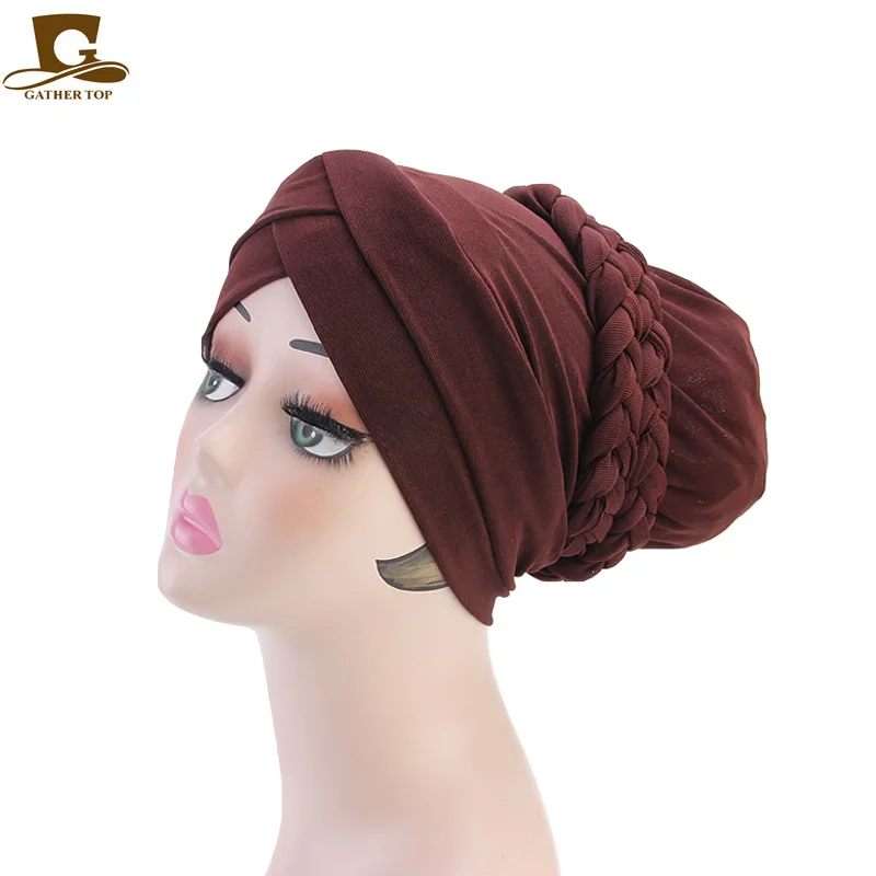 Шарф для женщин-мусульманок шапки модные бисерные косы хиджабы тюрбан шапки голова Кепка шапка бини женские аксессуары для волос для женщин индийская шляпа