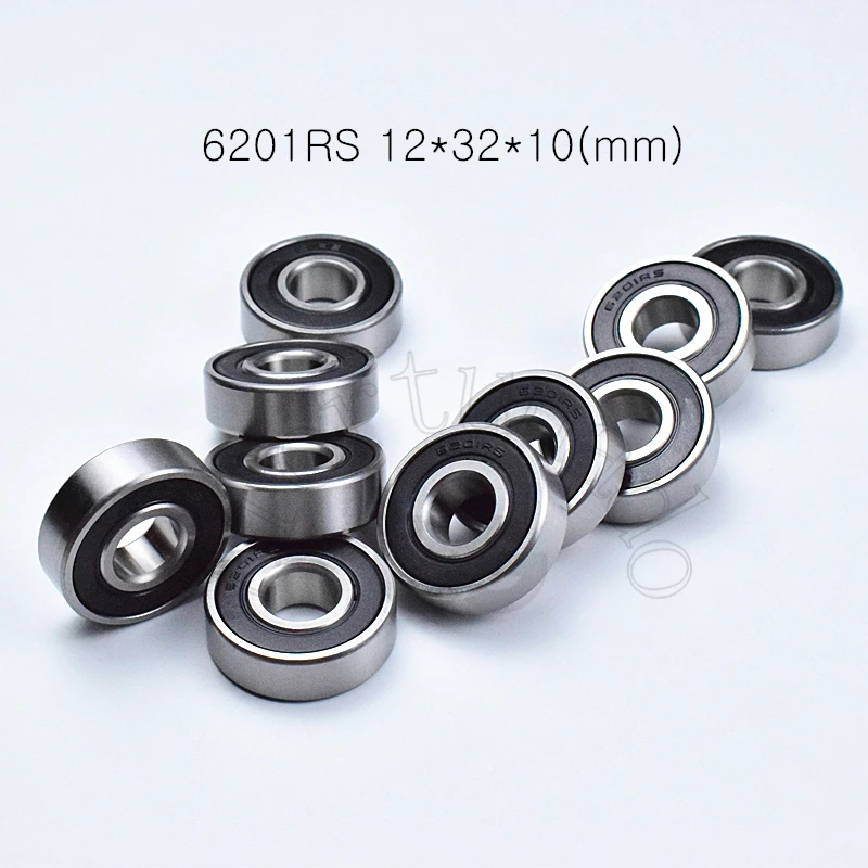 

6201RS 12*32*10(mm) 1piece bearings ABEC-5 rubbe sealing bearings 6201 6201rs chrome steel deep groove bearing
