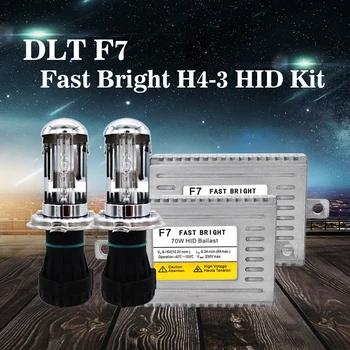 

SKYJOYCE 12V 70W Fast Bright HID Kit DLT F7 70W Quick Start HID Ballast H4-3 Hi/Lo HID Xenon Bulb 3000K 4300K 5000K 6000K 8000K