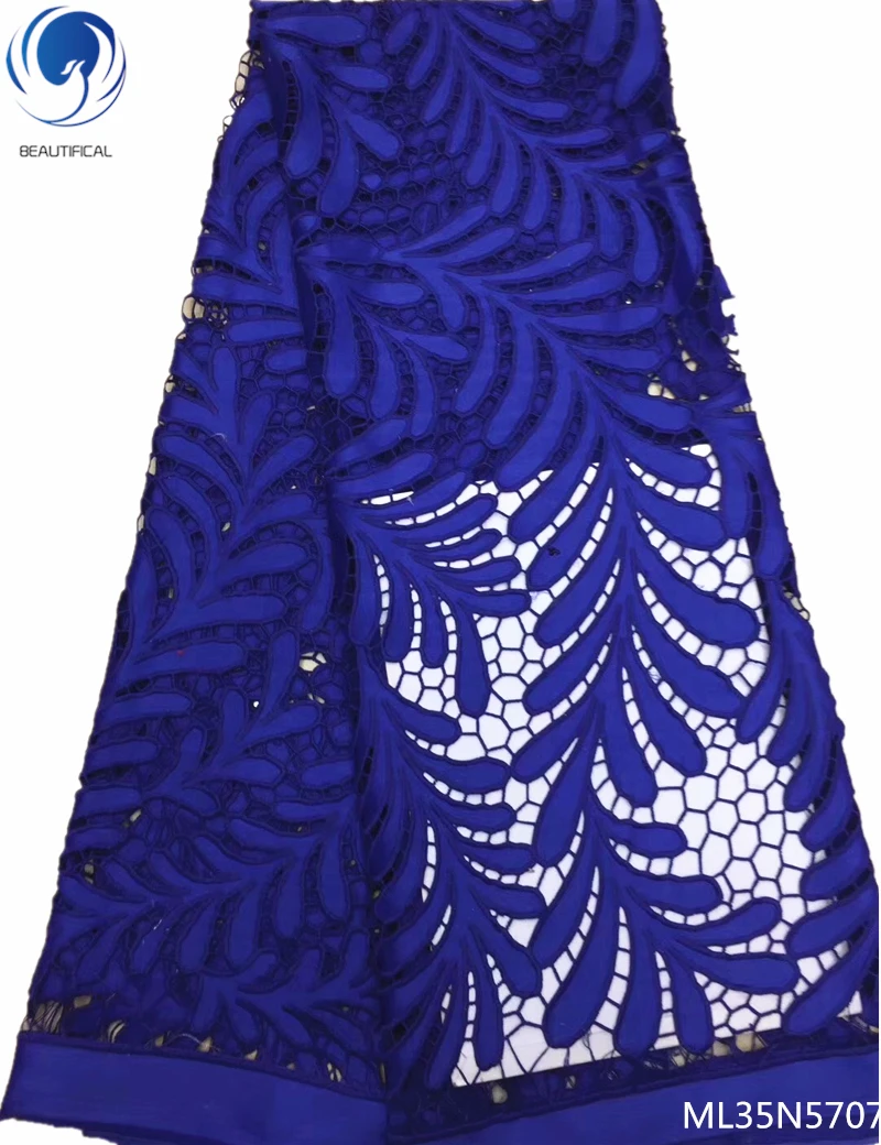 

BEAUTIFICAL royal blue nigerian lace fabrics 2019 arrival guipure cord lace fabric hot selling high quality cord lace ML35N57