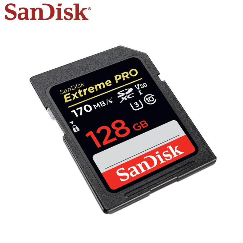 Двойной флеш-накопитель SanDisk SD Card 64 Гб 128 256 V30 Max чтение Скорость 170 МБ/с. Class 10 U3 UHS-I Extreme Pro карты памяти 4K для Камера