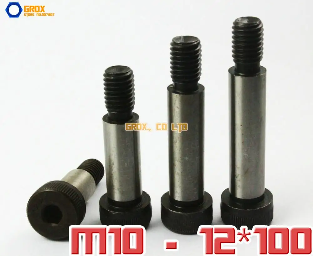 2 Pieces M10 Threaded 12 x 100mm 12.9 Grade Alloy Steel Hexagon Socket Head Shoulder Screw Bolt | Обустройство дома