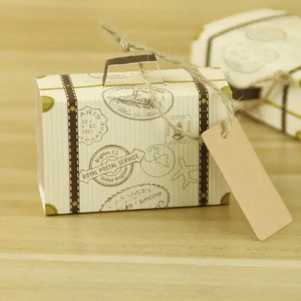 50 Pieces Kraft Paper Favor Boxes Cube Candy Boxes Treat Gift Boxes with Tags for Wedding Bridal Shower Party Supplies