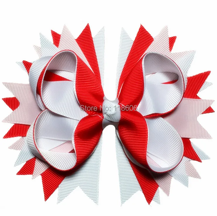 50pcs Boutique Ribbon Spike Hair Bow Alligator Clip for Valentine's Day