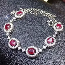 Натуральный рубин браслет цепочка 925 серебро натуральный настоящий Рубин 0.55ct* 6 шт драгоценный камень за ювелирные изделия# SB18092311