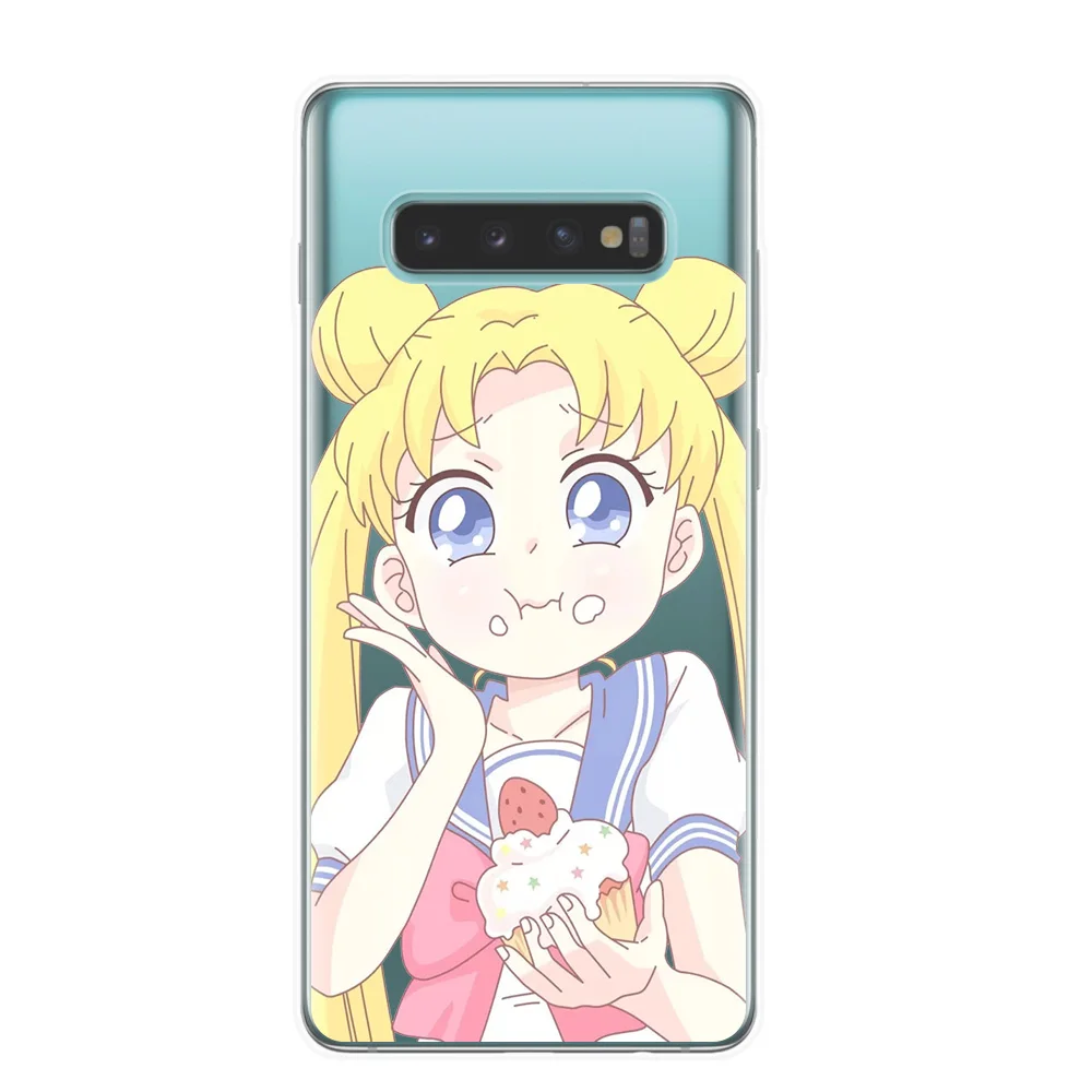 Чехол с японским аниме Kawaii Sailor Moon чехол для Samsung S6 S7 Edge S8 S9 S10 Plus S10E Lite рисунком в