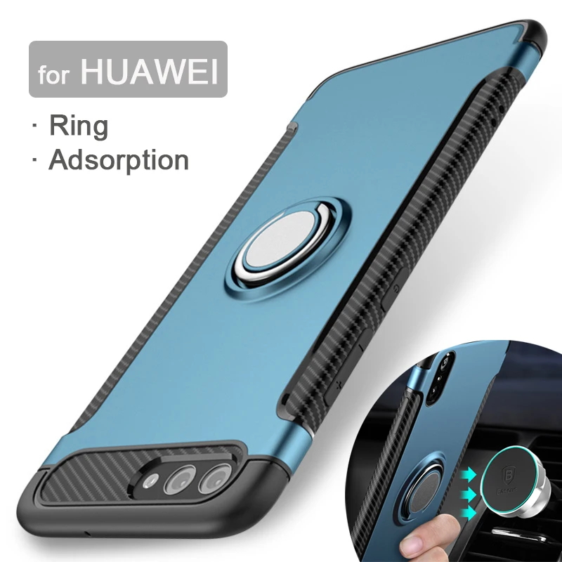 

Ring Adsorption Cases for Huawei nova 2 / nova2 plus / Nova Lite 2017 P10 Lite Case Silicon Flip Cover Protector Kickstand Armor