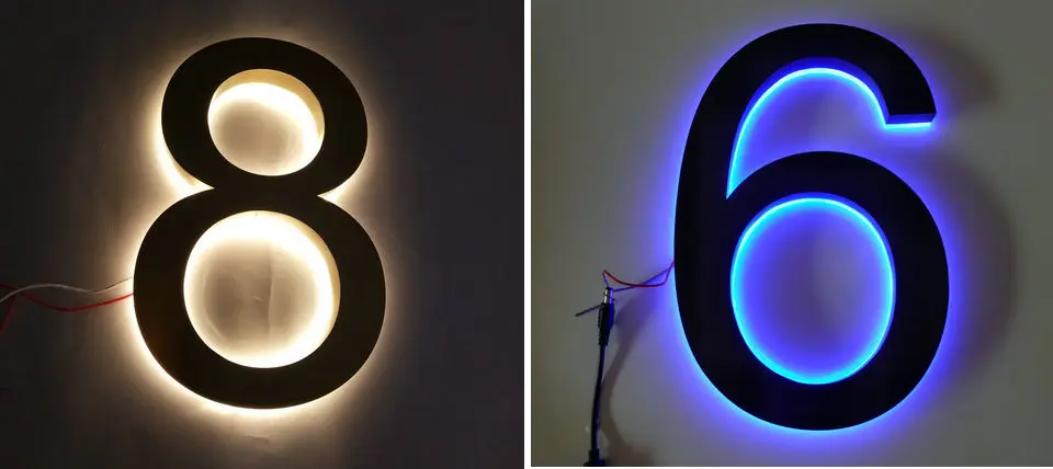 Customized Outdoor LED Backlit House Numbers, aço