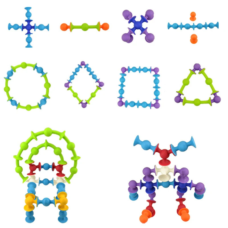 33-72 шт DIY силиконовые строительные блоки собранные присоски забавные строительные игрушки детские развивающие игрушки подарки