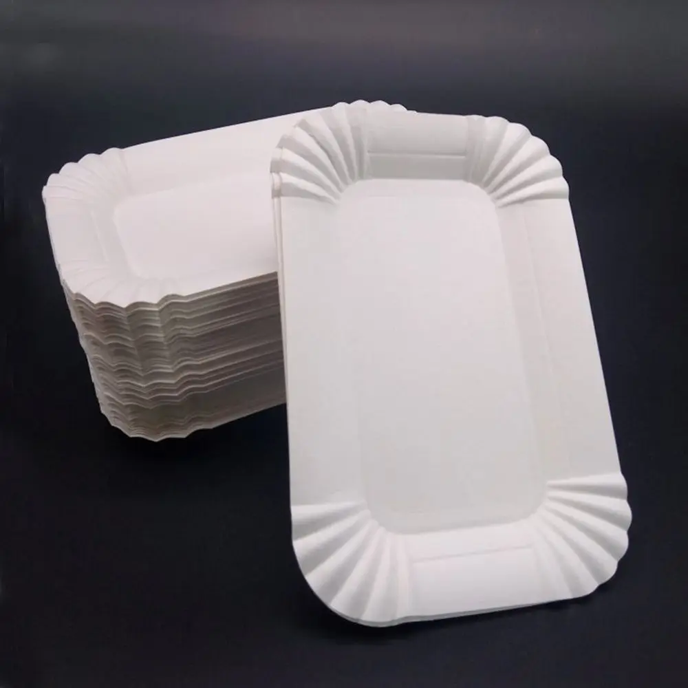 

10Pcs/set Disposable Paper Plates Rectangular Dinnerware Paper Plates Set Festival Wedding Christmas Birthday Party Supplies
