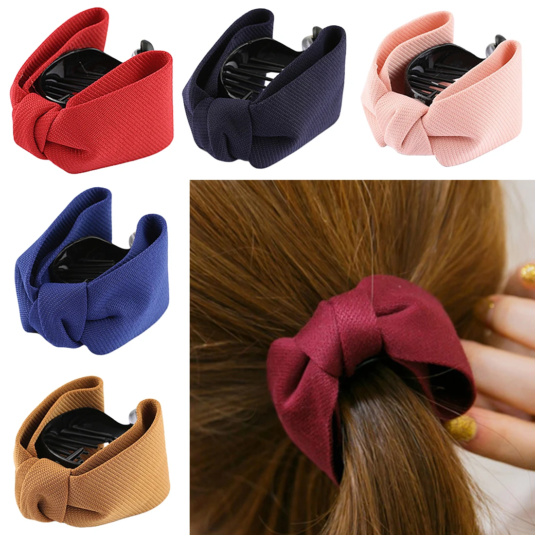 Solid color sweet style bow hairpin elegant female solid cloth strip tail clip bow clip ponytail girl hair accessories hair clip Solid color sweet style bow hairpin elegant female solid cloth strip tail clip bow clip ponytail girl hair accessories hair clip