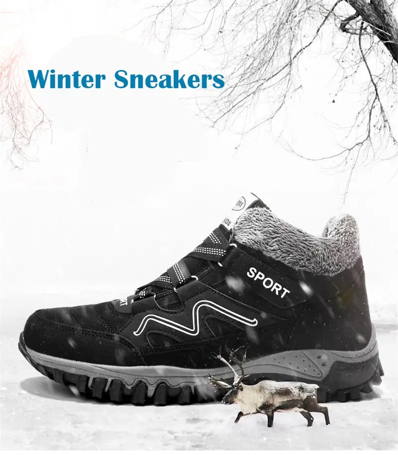Плюшевые Ботинки мужские зимние ботинки мужские теплые зимние ботинки походная обувь уличные ботильоны мужские Нескользящие кроссовки