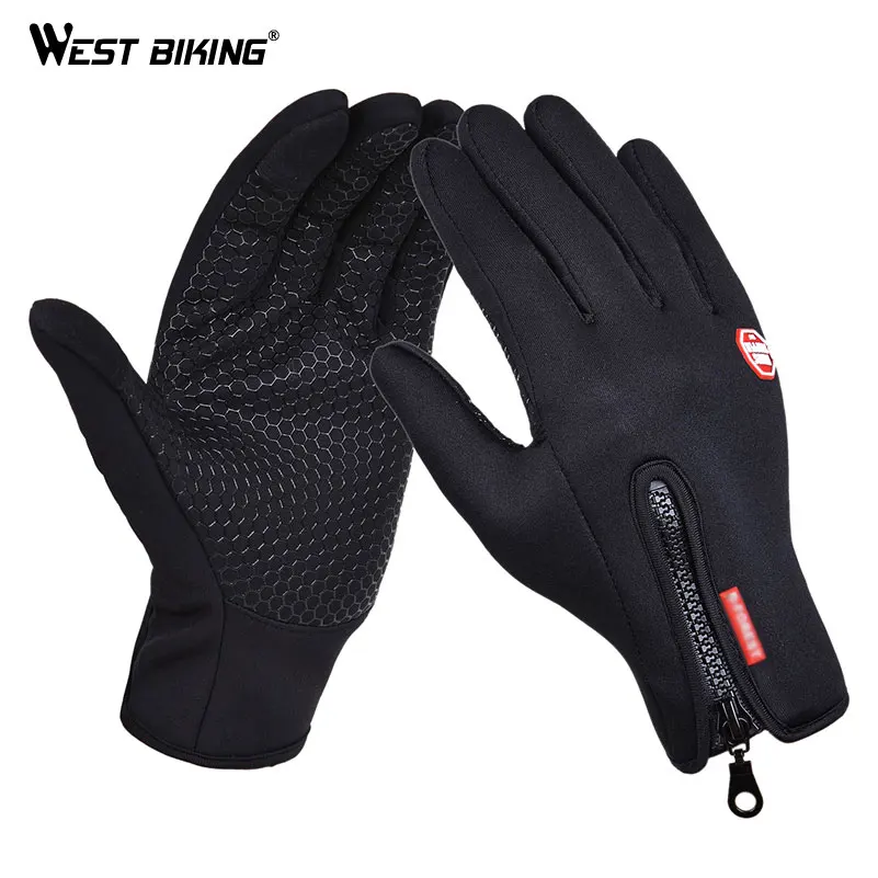 

WEST BIKING Winter Cycling Gloves For Men Shockproof Bike Gloves Outdoor Sports Hiking Touchscreen Full Finger Bicycle Gloves