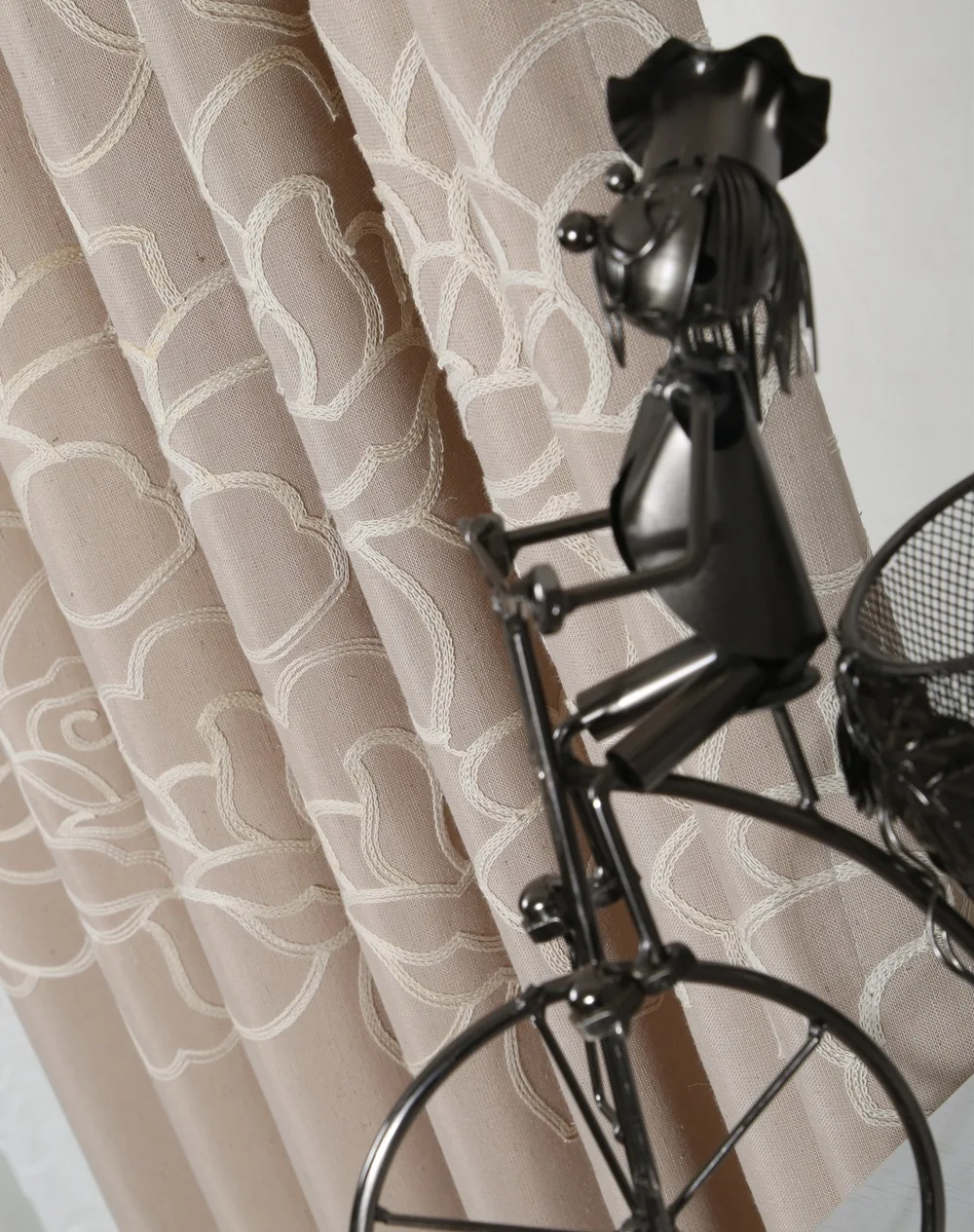 Rose Cotton Embroidered Floral Curtains For Living Room