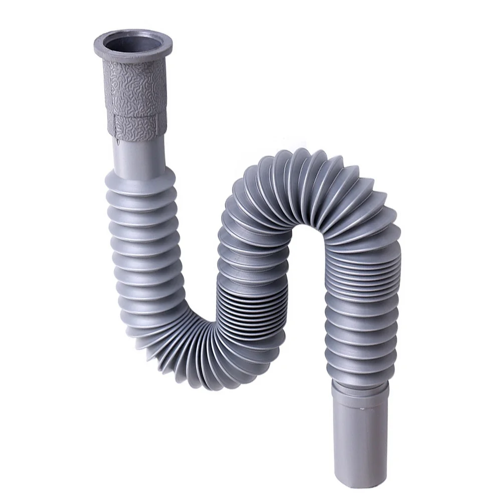 

1PC Durable Wash Basin Washing Machine Drain Plumbing Hose Extension Gray