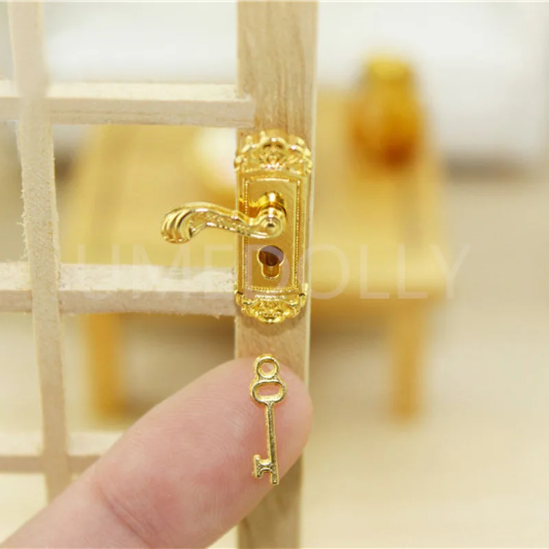4PCS 1/12 Dollhouse Miniature Door Lock and Key Set Doll House Fairy