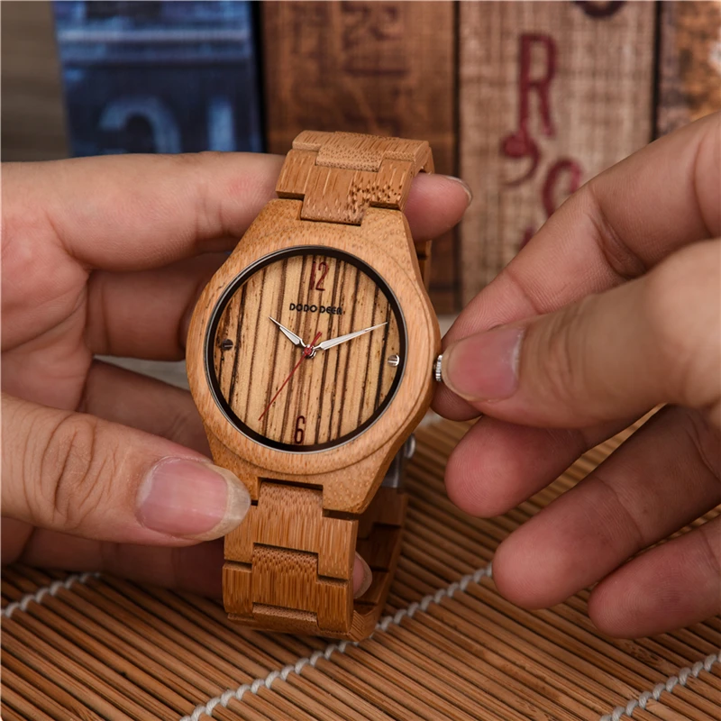

2019 Men Full Bamboo Military Watch Army Watch High Quality Quartz Movement Men Sports Watches Casual Wristwatches oem Gift C06
