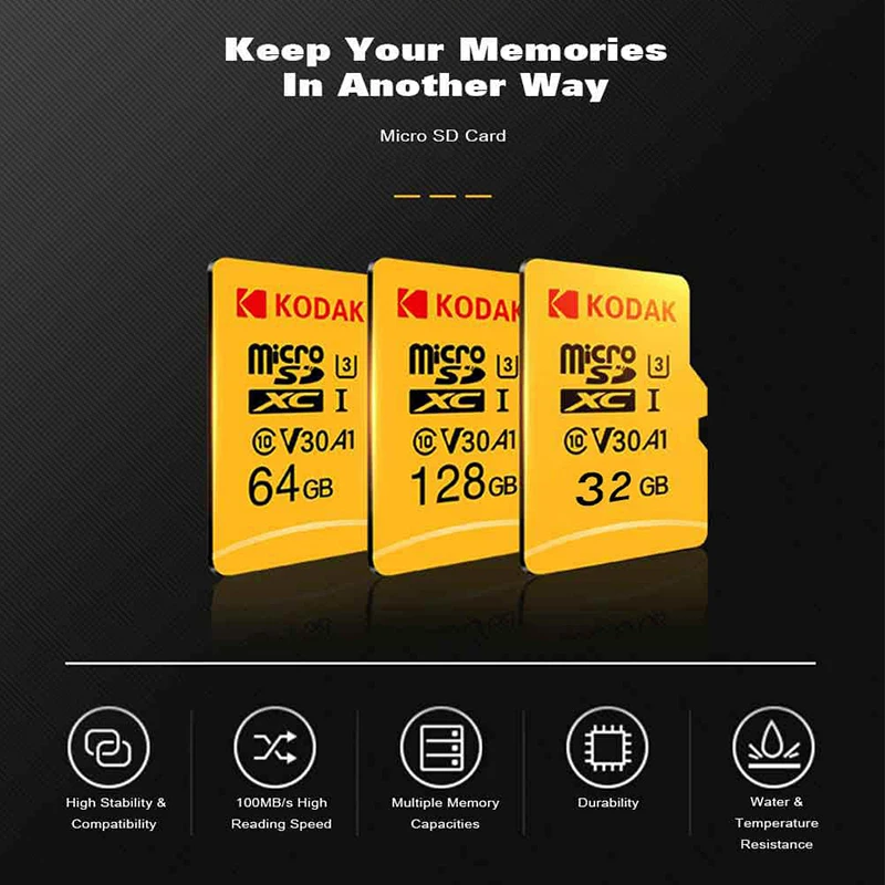 Карта флэш-памяти KODAK Micro SD 128 ГБ 256 ГБ 512 ГБ 32 ГБ 64 Гб U1 tf-карта 4K Class 10 tarjeta Micro SD карта U3 UHS-I 16 Гб microsd