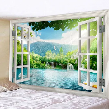 

The Scenery Outside Thw Window Printed Wall Tapestry Cheap Hippie Wall Hanging Bohemian Wall Tapestries Mandala Wall Art Decor