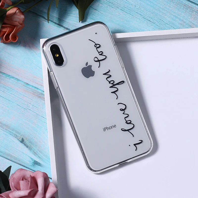 Мягкий прозрачный чехол для телефона с надписью Love Smile Heart 11 12Pro Max iPhone 7 7Plus 6 6S 8 8Plus X