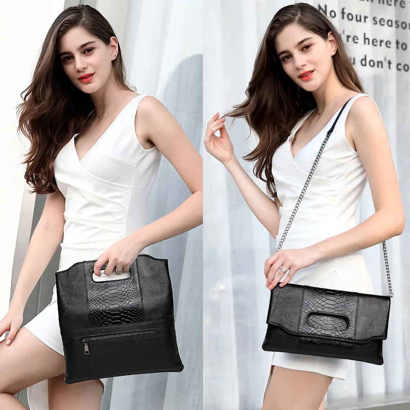 

YISIPIN Female Alligator Clutches Women First layer cowhide Shoulder bag Leather Messenger Bags fashion lady Satchel bag Handbag